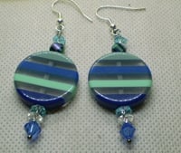 Image 1 of Blue Lucite Disc Earrings
