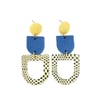 leather checker arch drop earrings