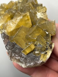 Image 2 of Golden Barite On Purple Fluorite Specimen | Jiangxi China #2765