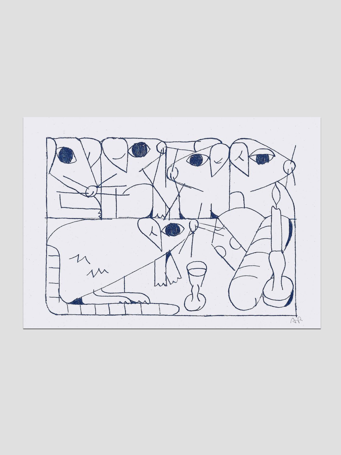 Image of 'Rats Sitting Down to Eat' A5 Risograph