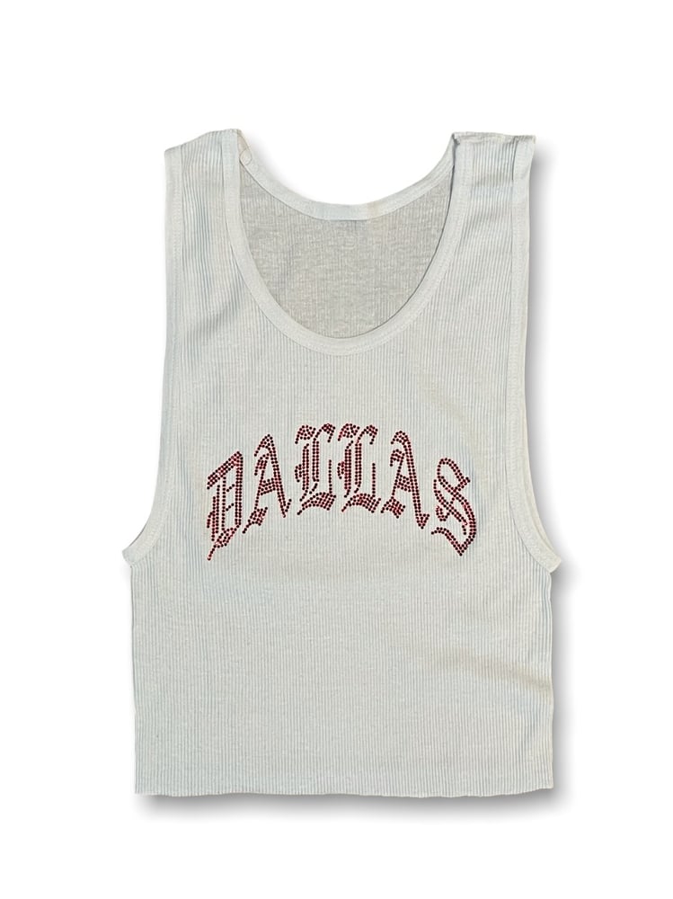 Image of DALLAS CRYSTAL TANK TOP (WHT/RED)