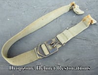 Image 1 of WWII Era Khaki/Tan shade M1 Helmet chin straps. Original. brass buckle.