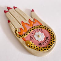 Image 1 of Spiritual Advisor Hand - Trinket Plate / Incense Holder - Pink Flame