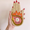 Spiritual Advisor Hand - Trinket Plate / Incense Holder - Pink Flame