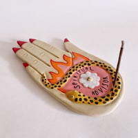 Image 3 of Spiritual Advisor Hand - Trinket Plate / Incense Holder - Pink Flame