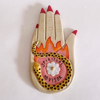 Image 4 of Spiritual Advisor Hand - Trinket Plate / Incense Holder - Pink Flame