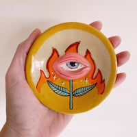 Image 1 of Ceramic Trinket Plate / Incense Holder - All Seeing Eye - Flame