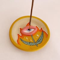 Image 4 of Ceramic Trinket Plate / Incense Holder - All Seeing Eye - Flame