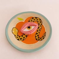 Image 1 of Ceramic Trinket Plate - All Seeing Eye - Snake and Peach