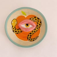 Image 3 of Ceramic Trinket Plate - All Seeing Eye - Snake and Peach