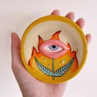 Image 2 of Ceramic Trinket Plate/ Incense Holder - All Seeing Eye - Flame 