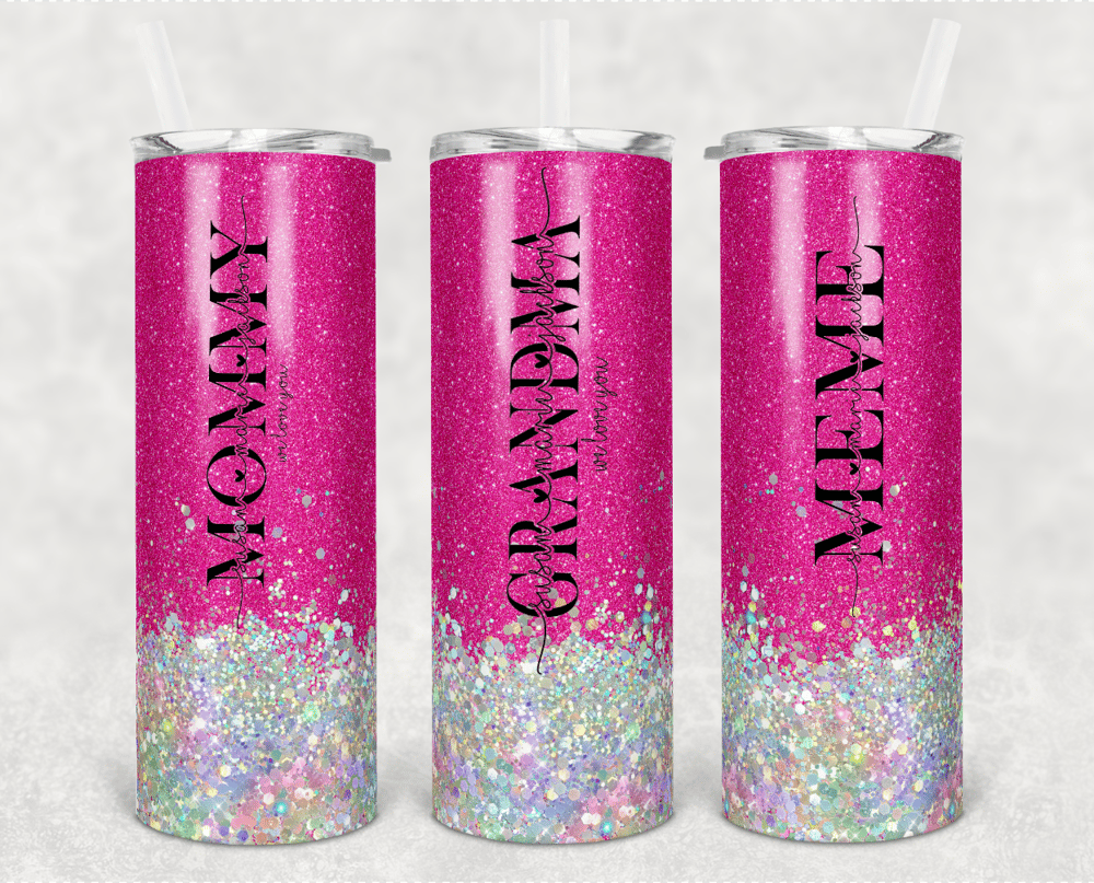 Image of Hot Pink Faux Glitter 20 oz Tumbler