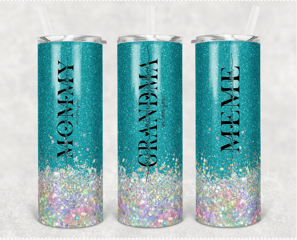 Image of Blue Faux Glitter 20 0z Tumbler
