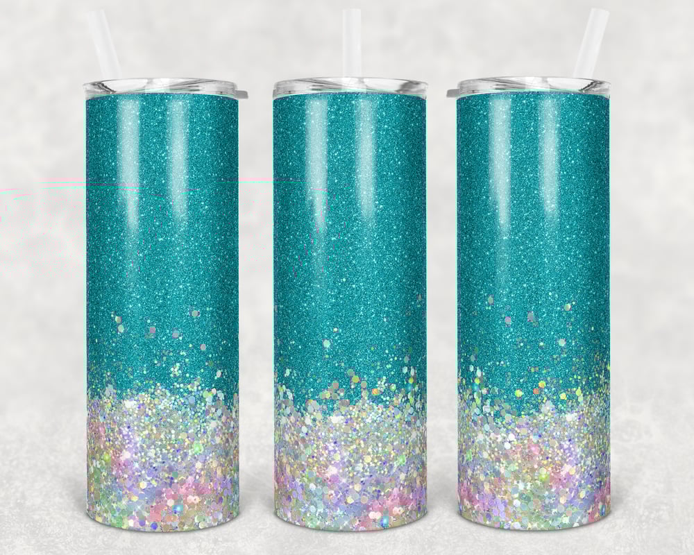 Image of Blue Faux Glitter 20 0z Tumbler