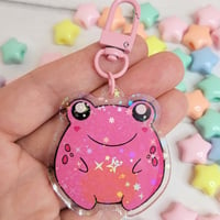 Image 3 of Pink or Orange Froggy Friend Holographic Keychains
