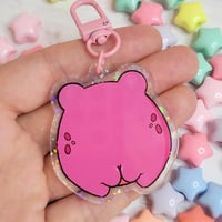Image 5 of Pink or Orange Froggy Friend Holographic Keychains