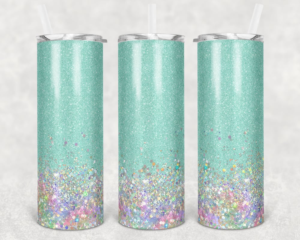 Image of Mint 20 oz Faux Glitter Tumbler