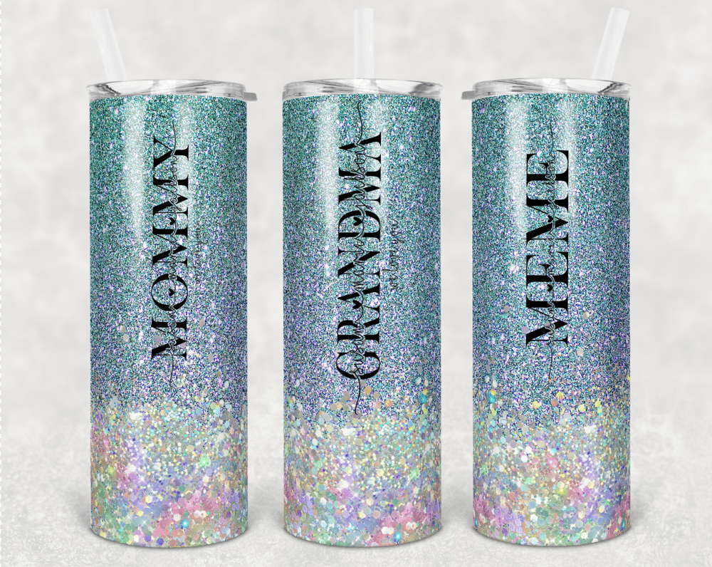 Image of Teal Lavender 20 oz Faux Glitter Tumbler