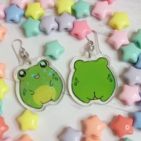 Image 2 of Clover the Frog Holographic Acrylic Earrings