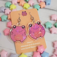 Image 2 of Jellybean the Frog Holographic Acrylic Earrings