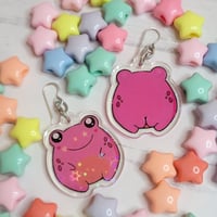 Image 1 of Jellybean the Frog Holographic Acrylic Earrings