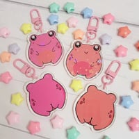 Image 1 of Pink or Orange Froggy Friend Holographic Keychains