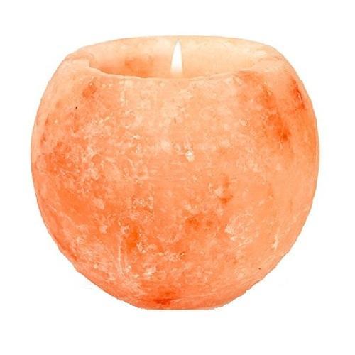 White himalayan salt store candle holder