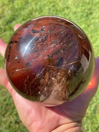 Image 10 of Large Smoky Quartz With Golden Rutile Sphere #1770