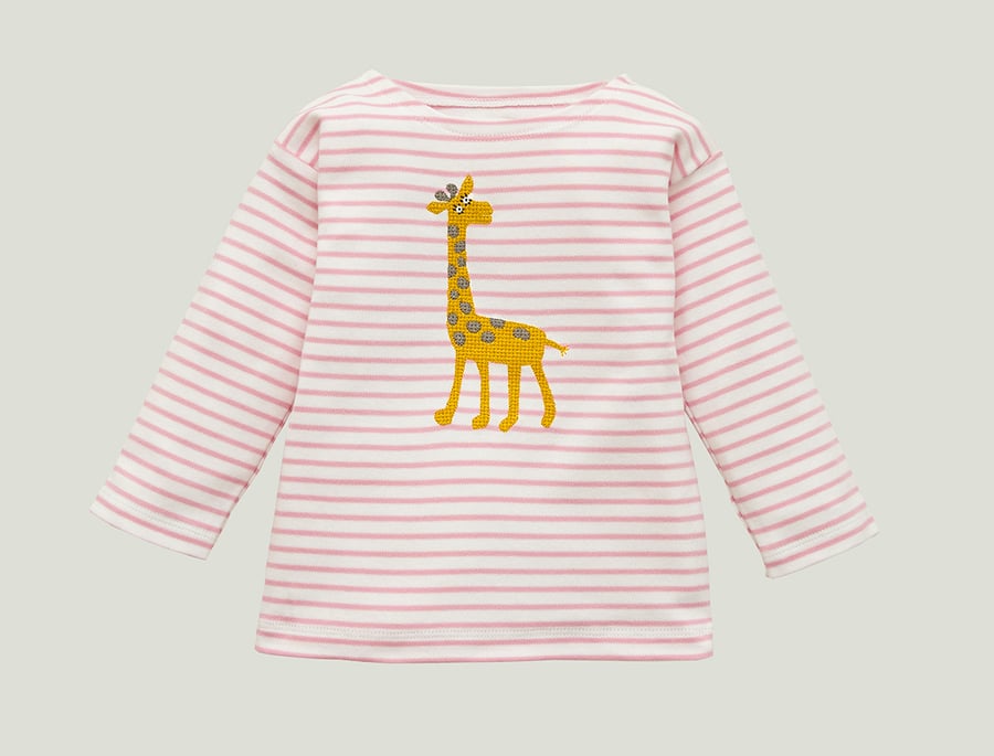 Image of NEU Shirt mit Giraffe rosa gestreift Art. 201289