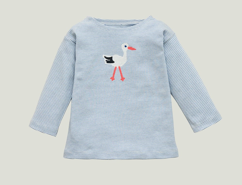 Image of Shirt mit Storch blau gestreift Art. 285288