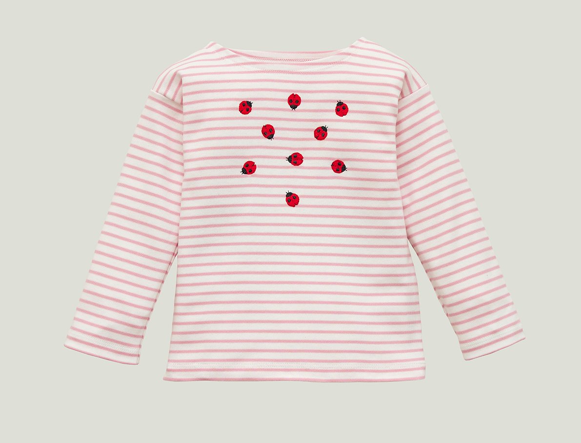 Image of NEU Shirt mit Marienkäferchen rosa gestreift Art. 284289