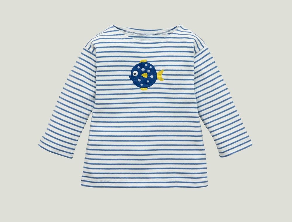 Image of NEU Shirt mit Fisch blau gestreift Art. 283286/383286