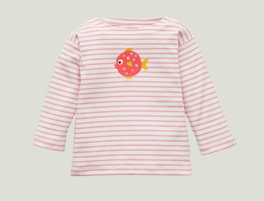Image of Shirt mit Fisch rosa gestreift Art. 283289/383289 (A)