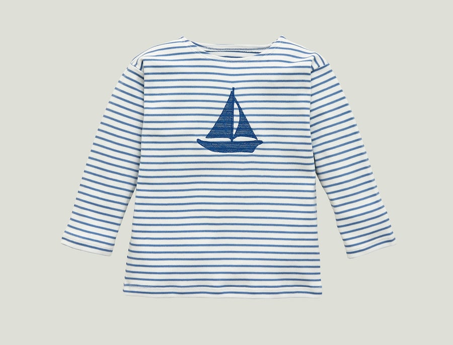 Image of Shirt mit Segelboot blau gestreift Art. 215286/315286 (A)