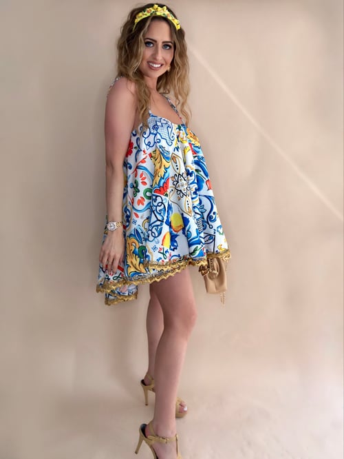 Image of Majolica Lemon Swing Dress