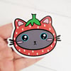Kitty in a Strawberry Hat Vinyl Sticker 