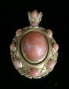 Victorian 15ct yellow gold large natural coral momento locket museum quality