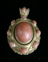 Image 1 of Victorian 15ct yellow gold large natural coral momento locket museum quality