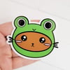 Kitty in a Froggy Hat Vinyl Sticker 