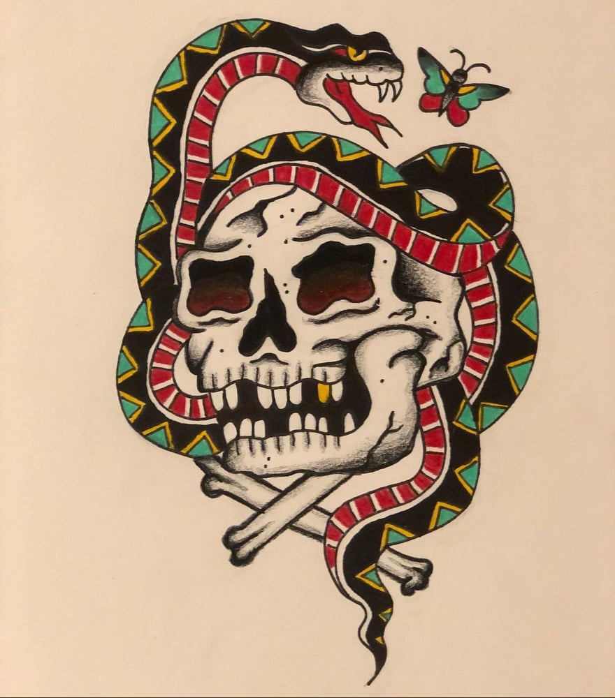 Image of Traditional Skull & Snake