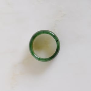 Image of Green Nephrite Jade antique style round band ring