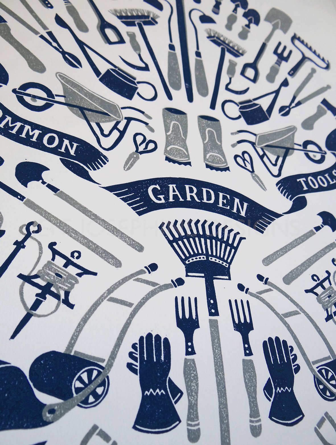 Image of Common Garden Tools - Linocut