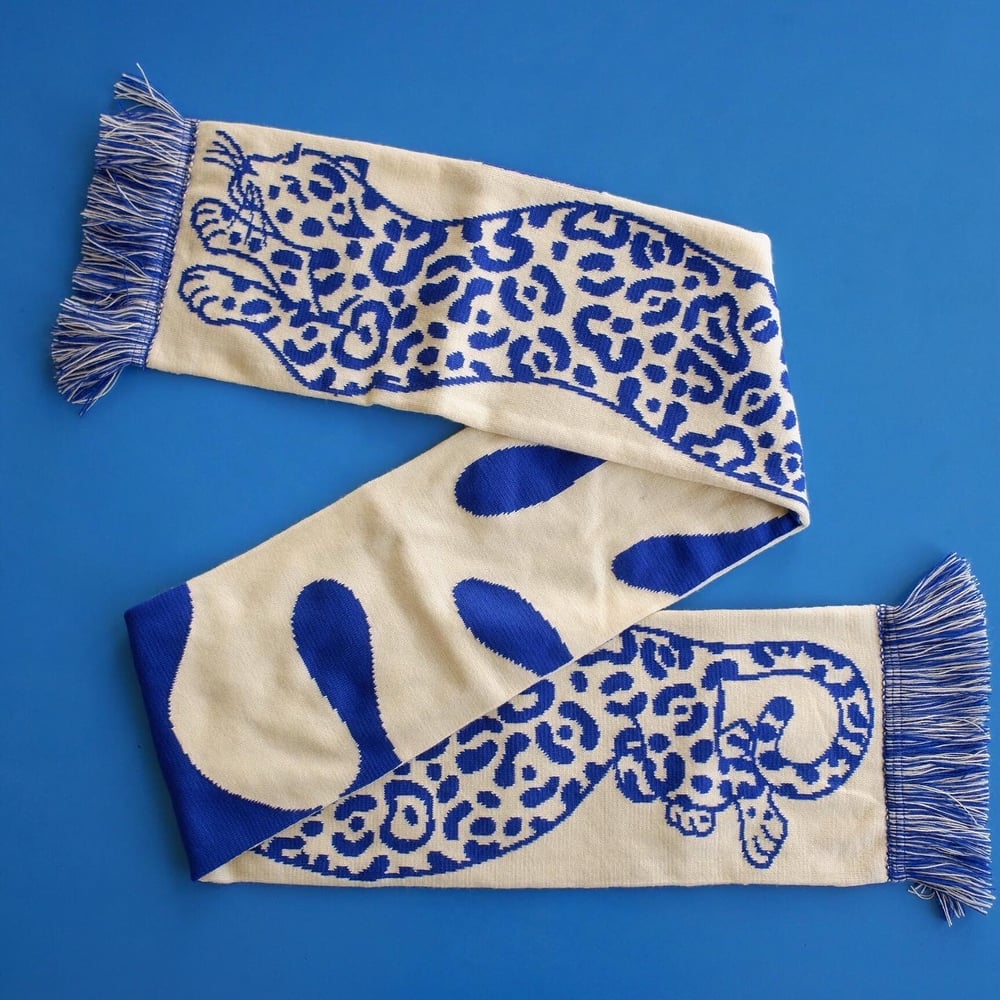 MAJORELLE BLUE AND OFF WHITE SCARF 