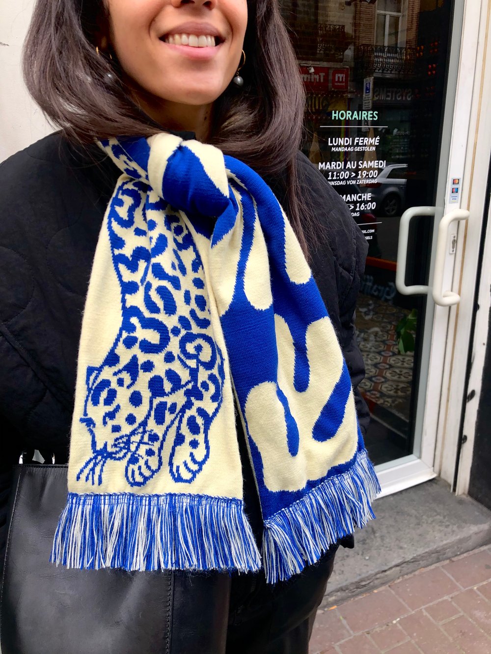 MAJORELLE BLUE AND OFF WHITE SCARF