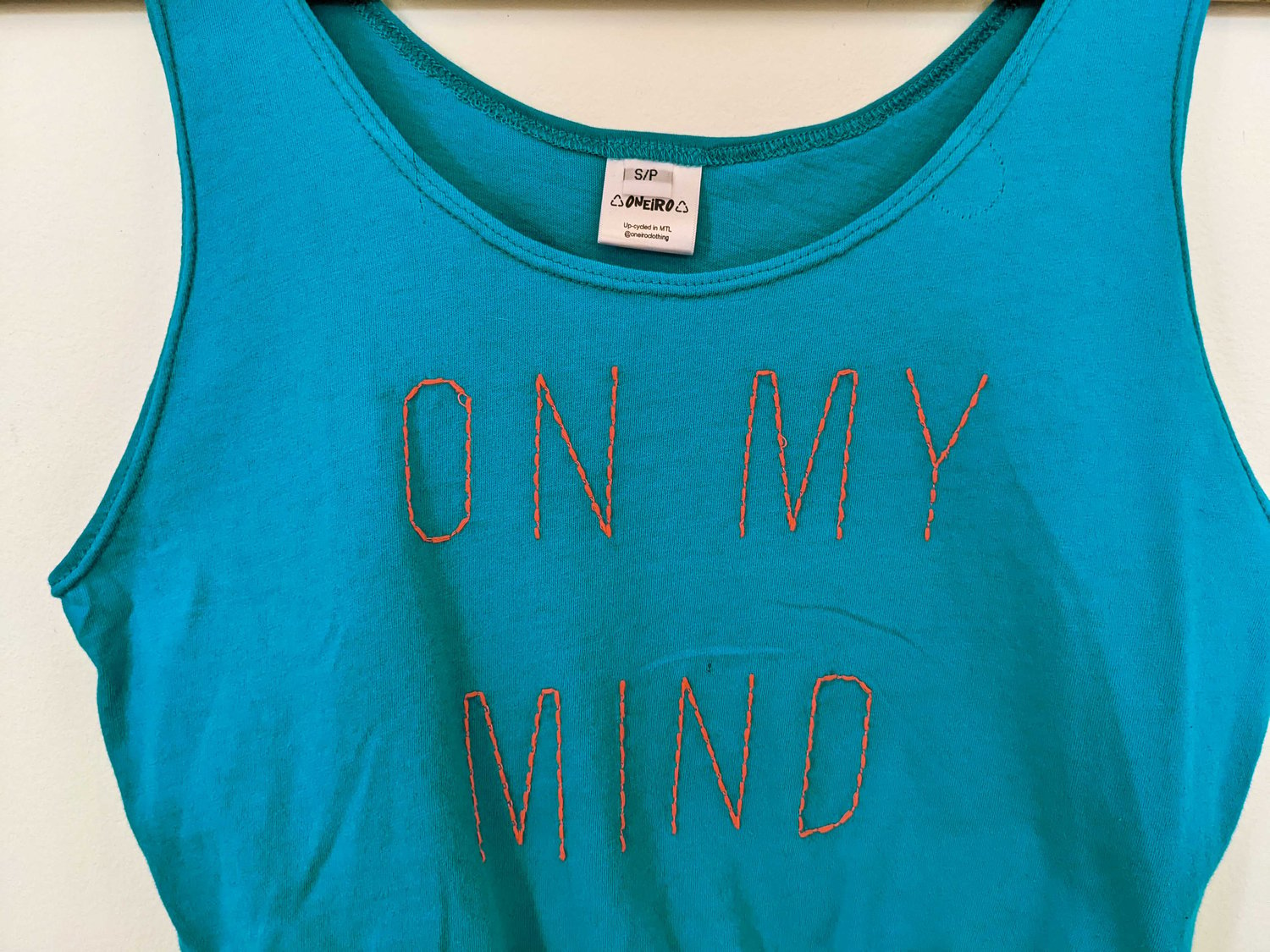 Image of 'ON MY MIND" Small-ish Up-cycled Crop Tank