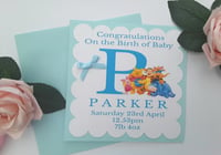 Image 3 of Personalised Winnie the Pooh New Baby Card, New Baby Boy Card, Baby Boy Winnie Pooh Card