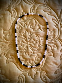 Image 1 of Black Banded Agate and White Jade Beaded necklace