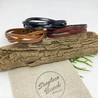 Image 1 of Braided Leather Bracelet w/Adjustable Snap Closures - color options