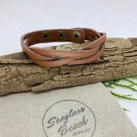 Image 2 of Braided Leather Bracelet w/Adjustable Snap Closures - color options