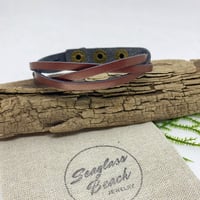 Image 3 of Braided Leather Bracelet w/Adjustable Snap Closures - color options